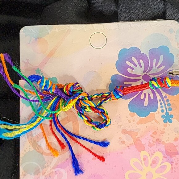 Novelty Inc Next Generation Silver Tone Peace Sun Symbols on Yarn Ankle Bracelet - Picture 13 of 16